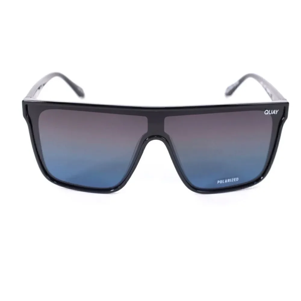 Quay Australia NIGHTFALL Extra Large Sunglasses-Black/Black Blue Polariz…